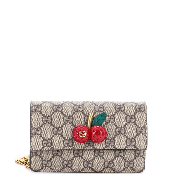 Gucci Cherries Wallet On Chain Gg #185418G86B - Picture 1 of 8